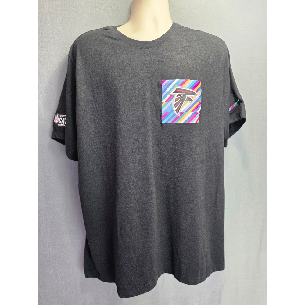 Nike NFL Atlanta Falcons Crucial Catch Intercept Cancer T-Shirt Charcoal XXL